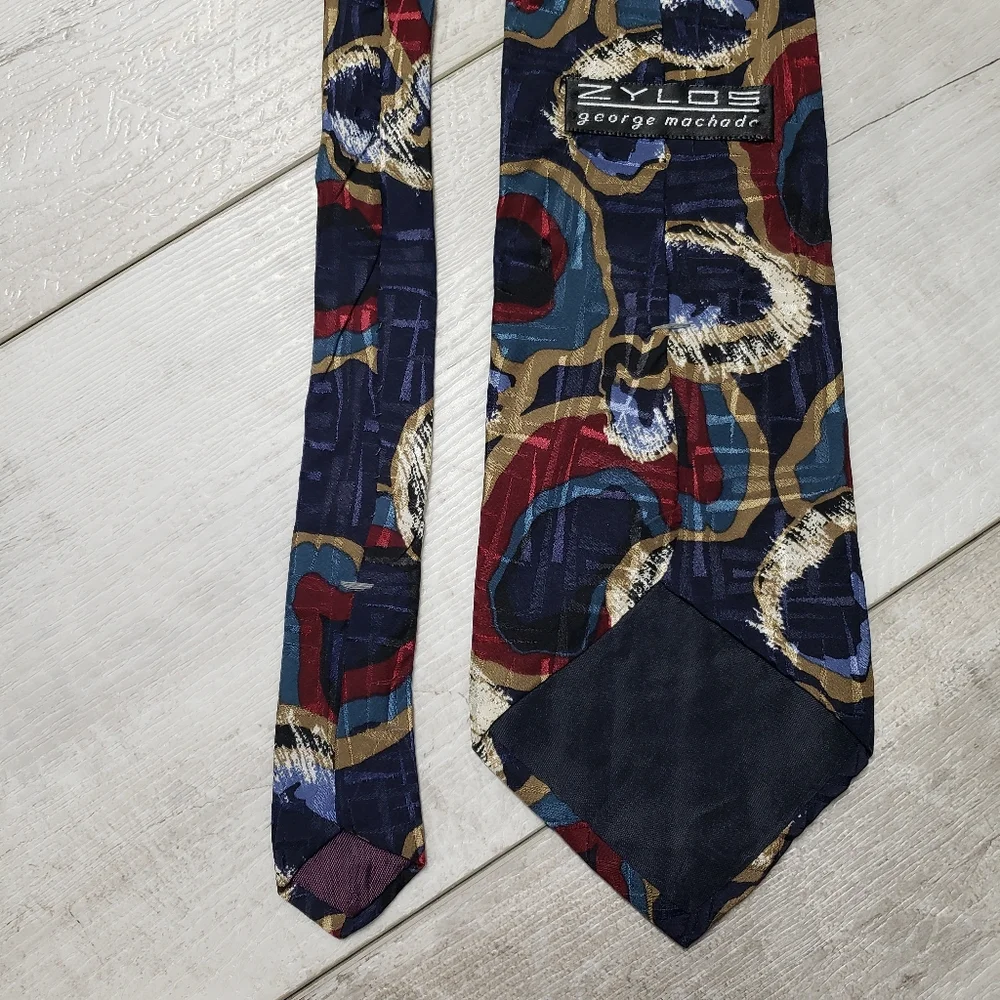 100% Silk Mens Ties Abstract Geometric Artsy Multicolor Statement Office